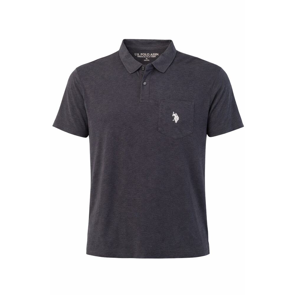 U.S. Polo Assn Black Heather Polo Shirt Men’s Large Stretch Pocket Logo